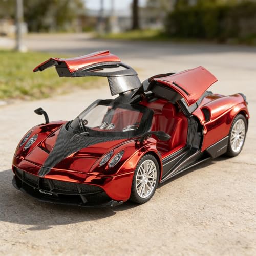 Modelo coche Pagani Huayra 1:24 rojo con luz y sonido miniatura 7