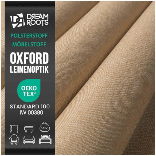 DreamRoots Tela Impermeable por metros Imitación Lino 600D, 220g/m², 160 cm de Ancho, toldo exterior para Tapicería y Toldos Desert sand metro lineal