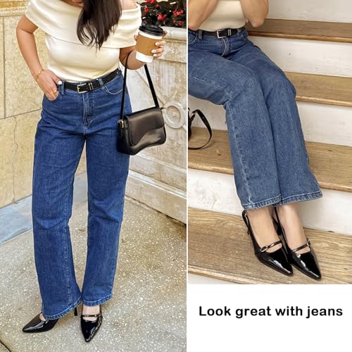 JENN ARDOR Slingback Low Kitten Heels for Women Dress Shoes Pointed Closed Toe Stiletto Sandals Bridal Wedding Party Office Work Pumps