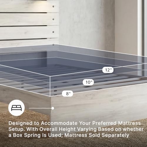 Image of Signature Design by Ashley Cambeck Queen Panel Bed Frame with Headboard, Built-in LED Lights and USB Ports, Engineered Wood and Decorative Laminate, for Master Bedroom or Guest Rooms, Whitewash