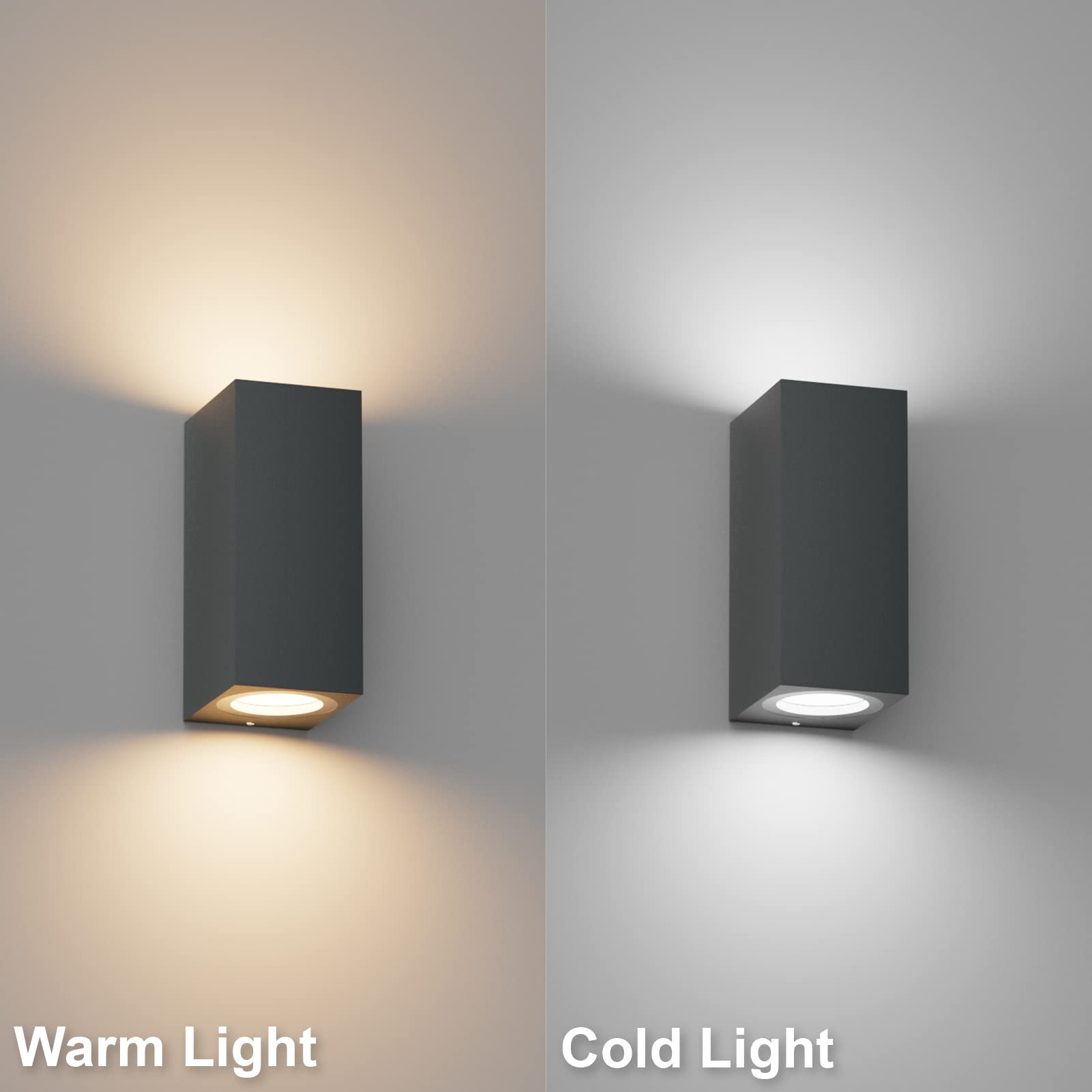 Klighten 2 Stück Anthrazit Wandleuchte Aussen IP65 Modern Aluminium Eckig GU10 Fassung