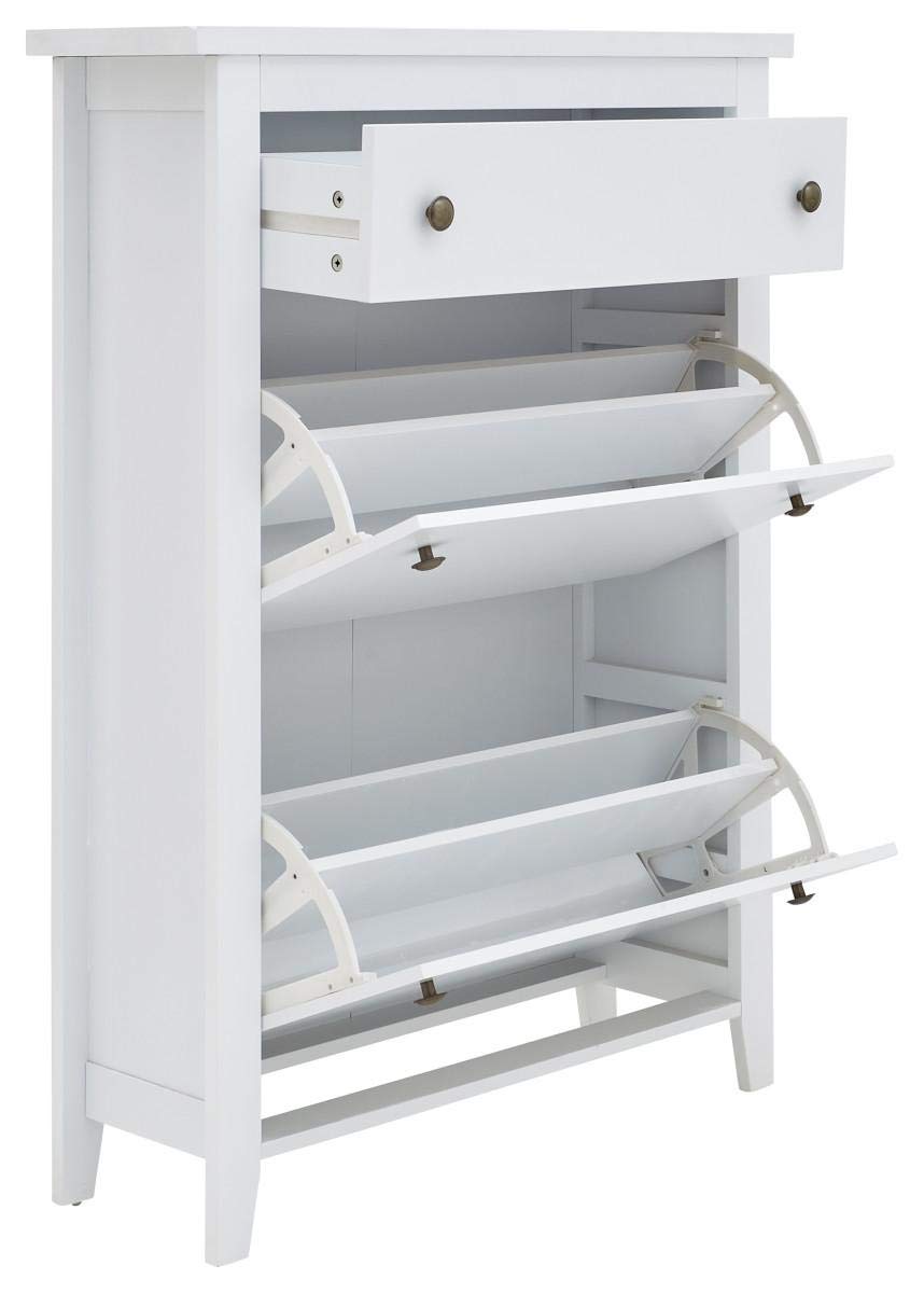 GFW Deluxe Two Tier Shoe Cabinet, Slim Storage Unit for up to 12 Pairs of Shoes, Stylish Hallway Organiser, Modern Design for Entryway, Living Room or Hallway, White