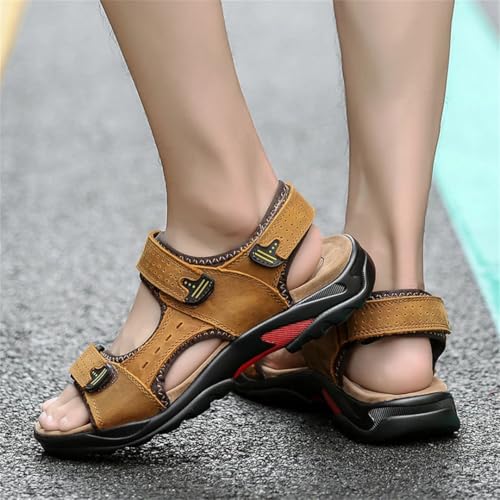 Men’S Casual Genuine Leather Soft Sandals Comfortable Beach Shoes Roman Style Ankle-Wrap Fashion Footwear2