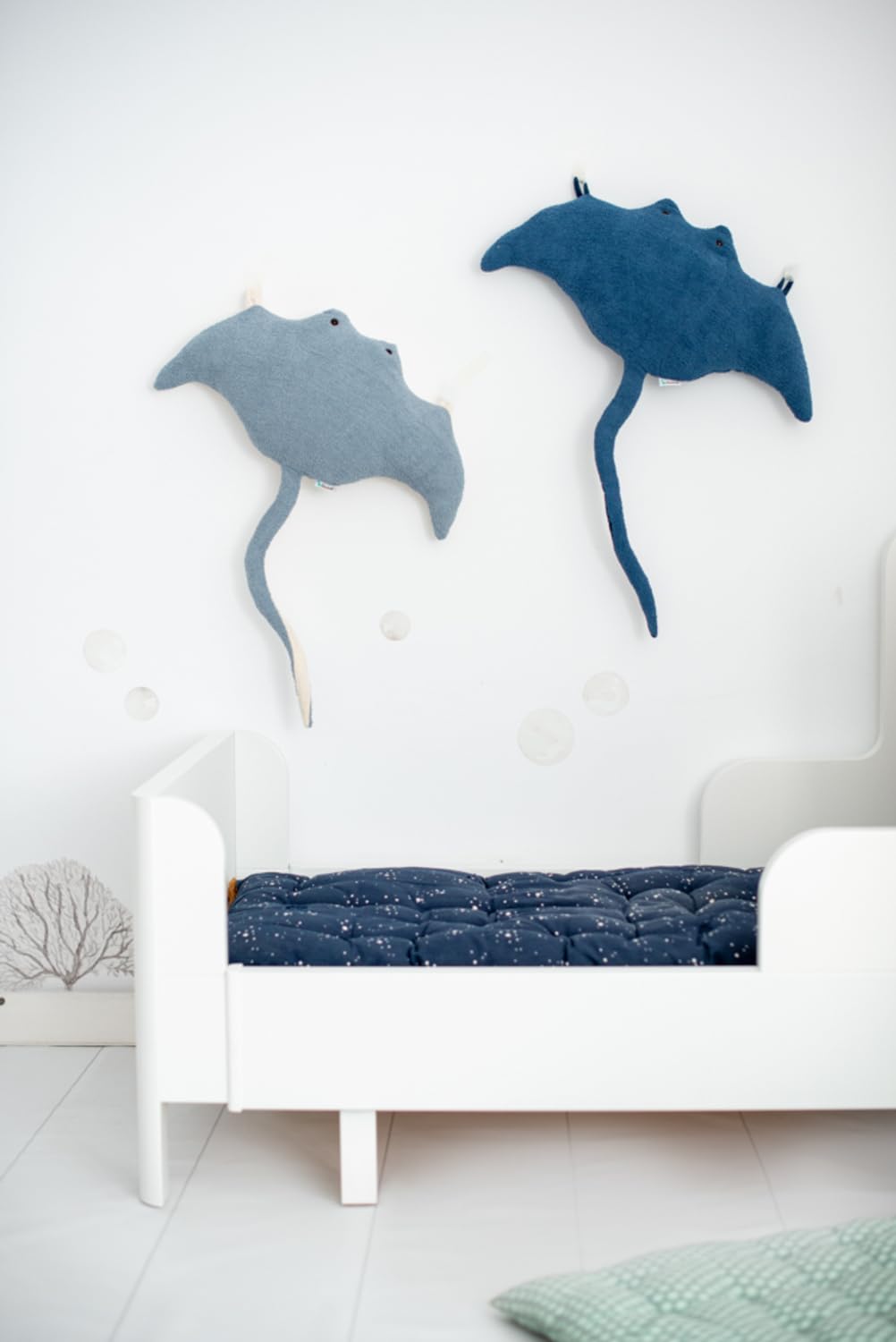 Zestaw 2 pluszowych pluszaków dla dzieci z formado do mantarraya azul claro y mantarraya azul ciemny