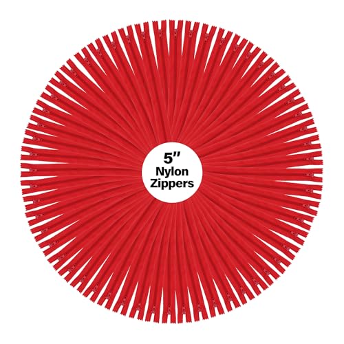 Image of Mandala Crafts 100 PCs Red Closed-End 5 Inches Nylon Zippers for Sewing
