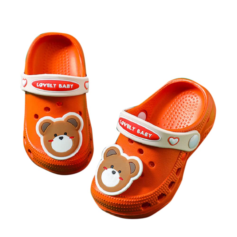 Hopscotch Baby Boys and Baby Girls EVA Applique Animal Text Printed Clogs in Red Color