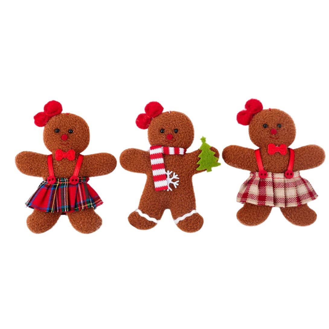 Christmas Gingerbread Man Xmas Gingerbread Hanging Ornaments Tree Party Supplies 3PCS Style 1 Christmas Plush Man Hanging Ornaments