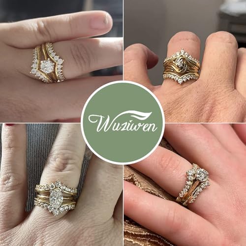 Wuziwen Wedding Guard Ring Enhancers for Engagement Rings Womens CZ 925 Sterling Silver Size 5-122