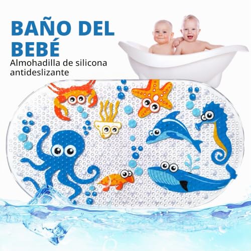 Miniatura 2 de Alfombrilla De Baño Antideslizante Para Bebés Con Alfombrilla Antideslizante Para Bañera O Ducha Duradero Pvc Resistente A Hongos Y Mohos Numerosas Ventosas Resistentes