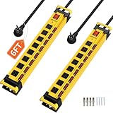 Top Home Theater Power Managers 8 Plug'n 2 Packs 8 Outlet 2700J Surge Protector Power Strip with Individual Switches,Heavy Duty Garage Power Strip with Cord Manager,Flat Plug,6FT/14AWG Power Cord for Workshop,Shop,Home,Kitchen