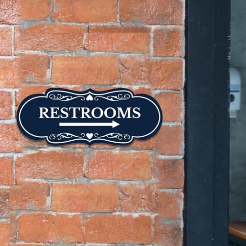 Panneau flèche droite pour toilettes de restaurant chic L - 6