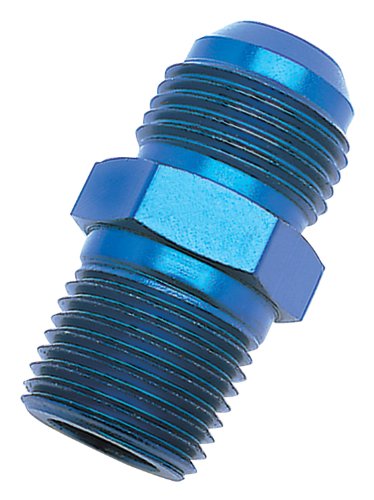 Image of Edelbrock 670030 Russell Fitting, Adapter, Straight, 10 AN Male to 3 /8 in NPT Male, Aluminum, Blue Anodized, Each
