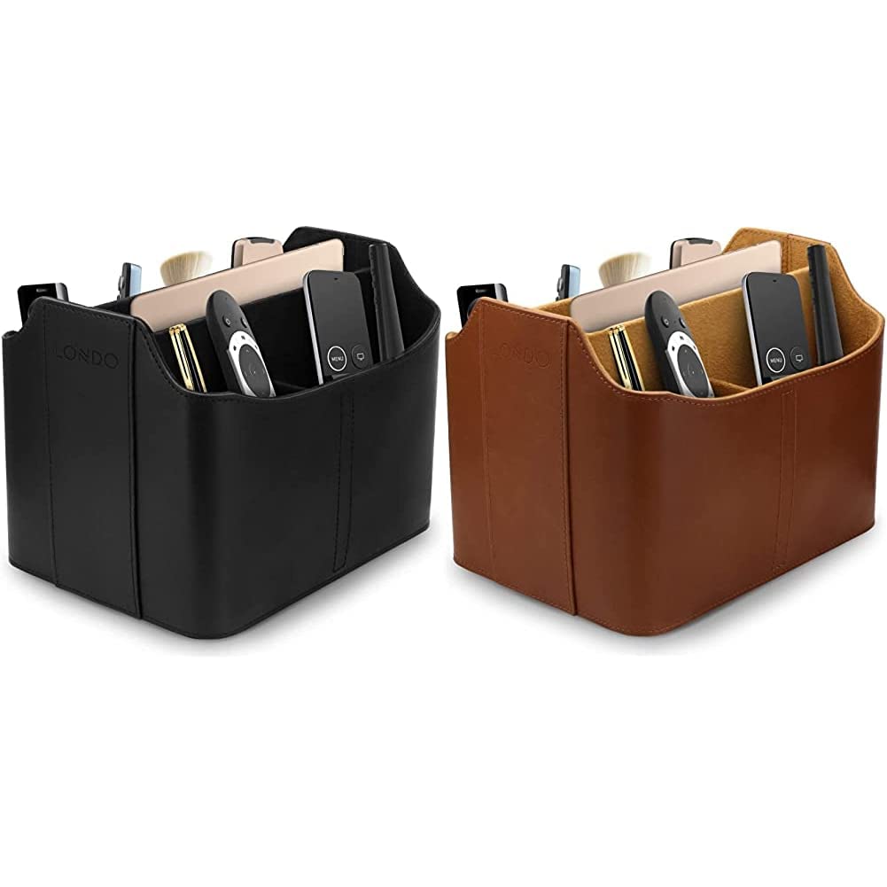 Londo Leder Fernbedienung Organizer und Halter & Leder Fernbedienung Organizer und Halter mit Tablet Fach, Fernbedienungshalter - Multifunktion Aufbewahrung (Hellbraun)