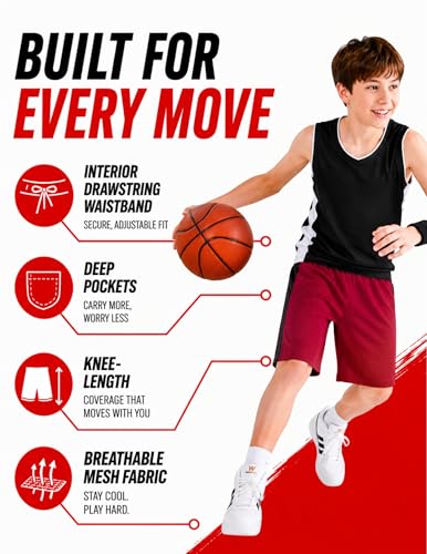 Image of Liberty Imports 5 Pack Big Boys Youth Athletic Mesh Basketball Shorts with Pockets Quick Dry Activewear
