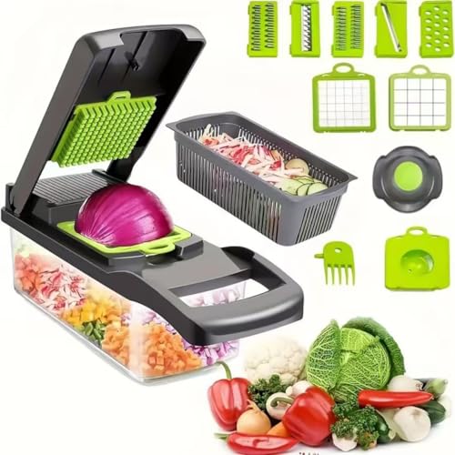 Grey 14-in-1 Multifunctional Veggie Chopper
