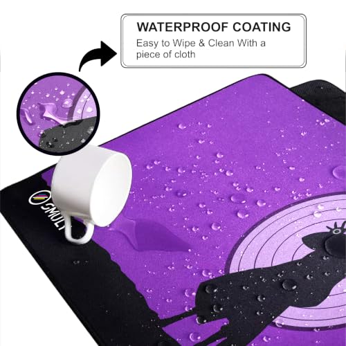 Image of Purple Shadow Warrior Mouse Pad 12x32Inch 3mm Extended Gaming Desk Mat with Anti-Slip Rubber Base Mousepad for Smooth Surface Desk pad for PC & Laptop Use Waterproof & Stiched (Black /Purple)