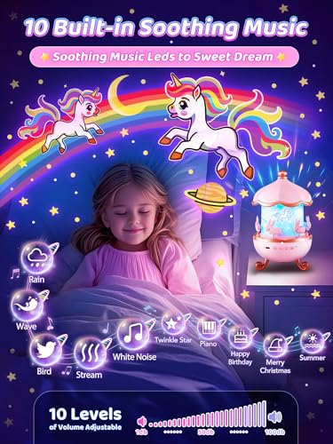 One Fire Night Light for Kids, Toys with 15 Films & 15 White Noises, Rechargeable 1200mAh Toddler Night Light with 360° Rotation, Remote Control Unicorn Gifts for Girls, Toys for 3-12 Year Old Girls - Cosy Home Interiors One Fire Night Light for Kids, Toys with 15 Films & 15 White Noises, Rechargeable 1200mAh Toddler Night Light with 360° Rotation, Remote Control Unicorn Gifts for Girls, Toys for 3-12 Year Old Girls - Image 3