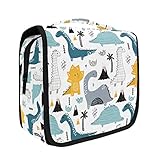 senya Hanging Travel Toiletry Bag Kit Makeup Case Cosmetics Organizer for Men Women (Kids Cartoon Dinosaurs)