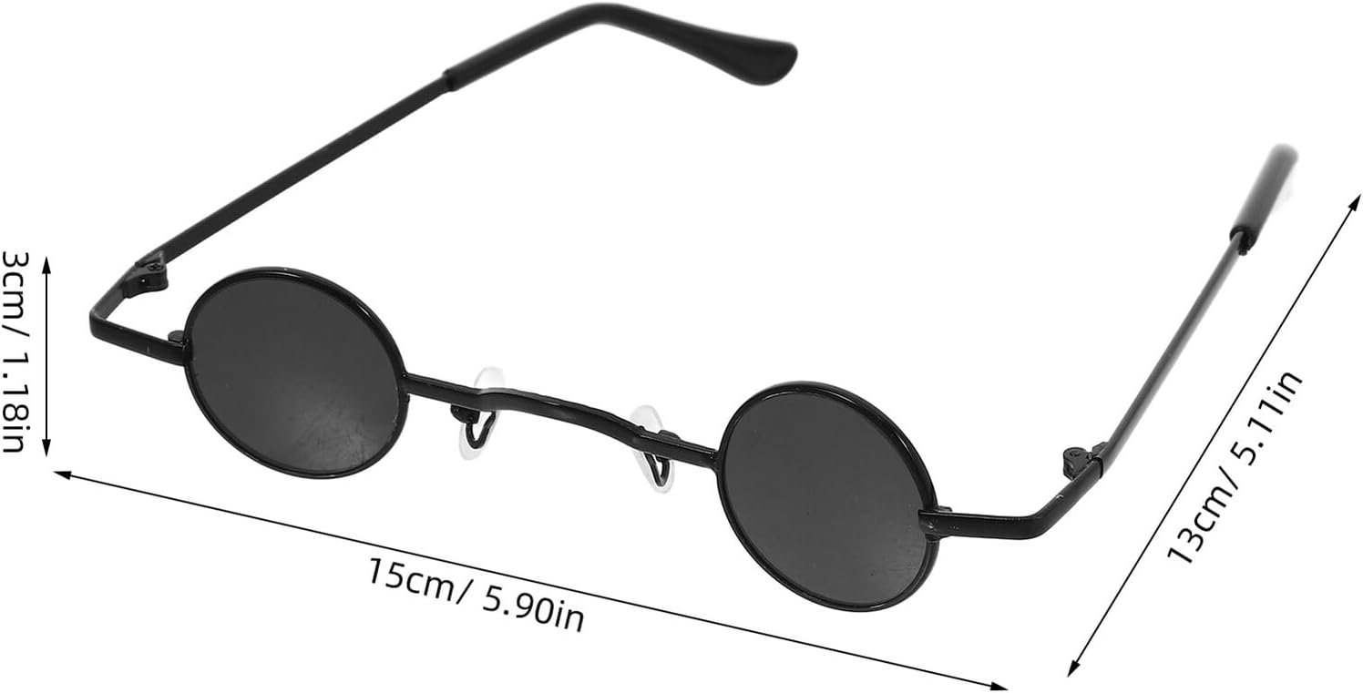 Outanaya Vintage round Sunglasses 2pcs Retro Punk Circular Eyewear Metal Frame Party Sunglasses for Women and Men Classic Small Frame UV Protection
