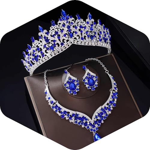 Kamirola Tiaras and Crowns for Women,Tiaras Earrings Necklace, Crystal Bridal Jewelry Set, Costume Party Halloween Prom Pageant Jewelry for Women TR80