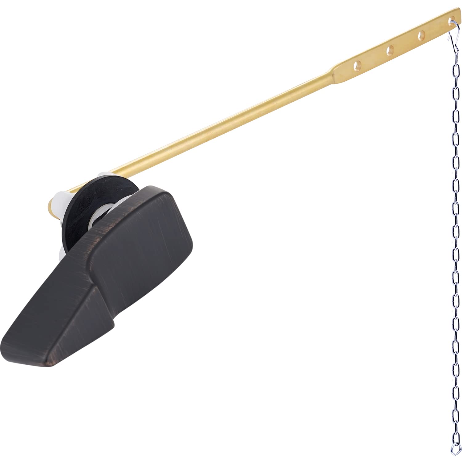 Hygie Rinse Universal Toilet Tank Flush Lever Replacement Compatible with American Standard/Mansfield Toilet, Front Mount Toilet Handle with Stainless Steel Flapper Chains, Oil-Rubbed