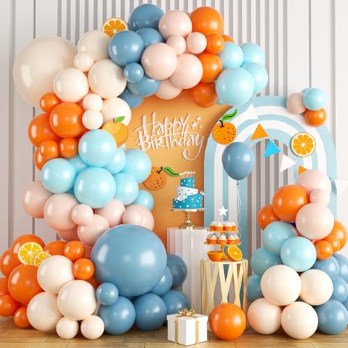 Orange & Blue Balloon Garland Arch Kit, 120PCS Macaron Orange, Re...