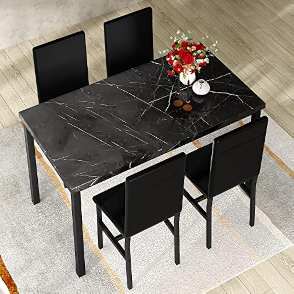 Faux Marble Small Black Marble Dining Table AWQM Faux Black Marble Dining  Table With Jamaica Ubuy
