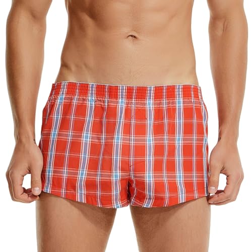 Men's Woven Boxers Underwear Moisture Wicking Boxer Briefs with Relaxed Fit, Comfortable Cotton Shorts
