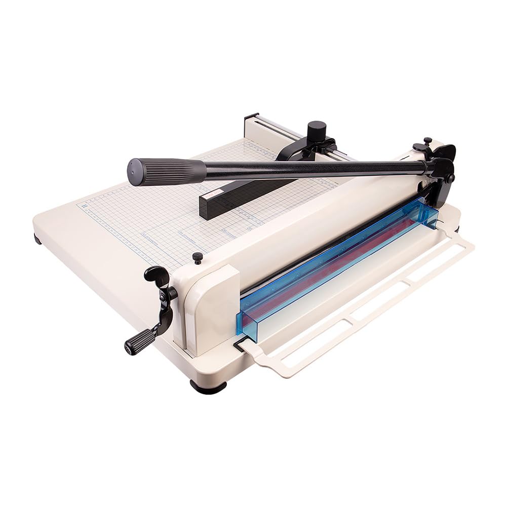 Ciężki nóż do papieru A3, 43 cm, gilotyna, 400 arkuszy, trymer do papieru ck z podwójną bezpieczną ochroną, do cięcia papieru, skóry, włóknin PCW, do biura, domu, szkoły (A3, biała)