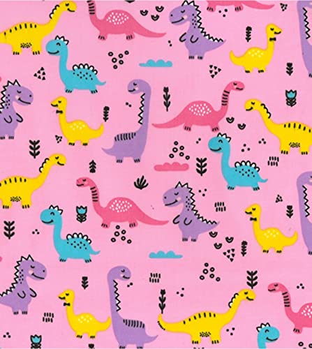 Tissu polycoton dinosaures roses 10m tissu au mètre couture loisirs créatifs