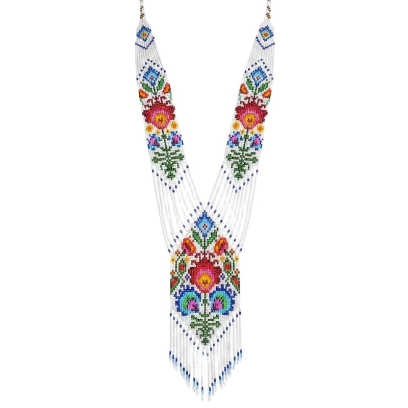Collier Gerdan ukrainien fait main perles de rocaille traditionnelles multicolores