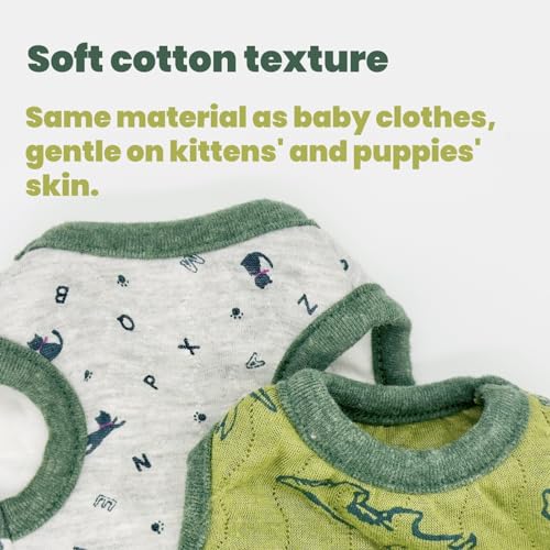 YorkieGogo Ropa para Perro Haustierkleidung, extra weiche Kleidung für Teetasse, kleine Katzen und Frettchen, Sommer- und Herbst-Stil, 2 Stück (XX-Small, Dinosaurier)