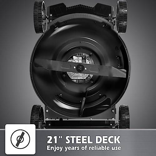 Powersmart Gas Push Lawn Mower, 21-Inch 209Cc 3-In-1 Walk-Behind Lawn Mowers Gas Powered, Black With Oil #TOP2