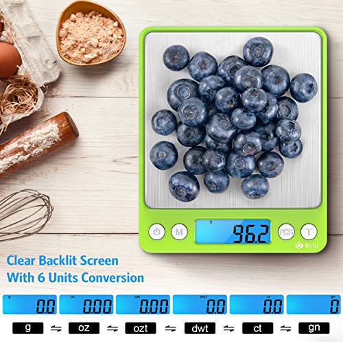 Digital Scale, 3000G, 0.01 Ounces, 0.1 Grams Accuracy Mini Kitchen Food Scale With 2 Trays, Pocket Scale For Jewelry, Weed, Coffee, Herb, Lcd Display, Tare Function, Stainless Steel #TOP2