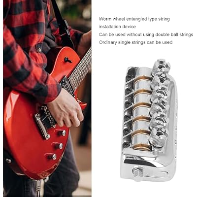 6 String Headless Guitar Bridge Tailpiece, Zinc Alloy Bridge Tailpiece for Electric Guitars (Silver)