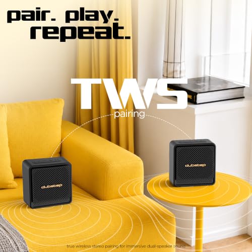 Image of Dubstep Bassline DRP 12W Portable Bluetooth Speaker, Powerful Stereo Sound, RGB Party Lights, TWS Pairing, Up to 8 Hours Playtime, Type-C Charging, Compact Speaker with Lanyard - Black