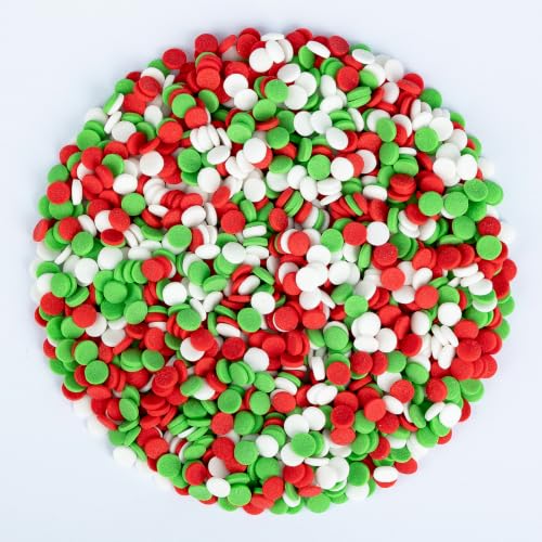 Image of Edible Christmas Sprinkles,Red Green White Round Confetti Sprinkle for Cake