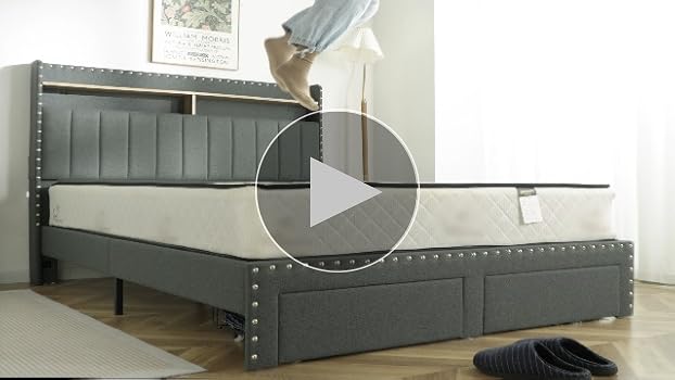 Amazon.com: EnHomee King Size Bed Frame with 2-Tier Storage