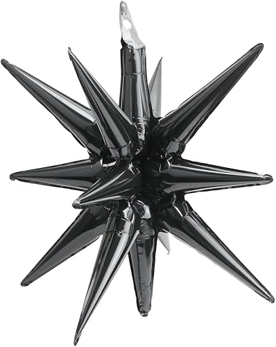 Miniatura 9 de Globo 4D de una pieza con forma de cono de estrella de 14 puntos metálicos, 6 globos mágicos de fuegos artificiales de 22 pulgadas para Navidad,