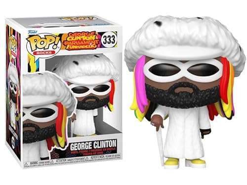 Funko George Clinton with White Coat Sunglasses Hat and Cane + Pop Protector: Parliament-Funkadelic Retro Pop! Rocks Vinyl Figure (Gift Set Bundled with ToyBop Brand Box Protector Case)