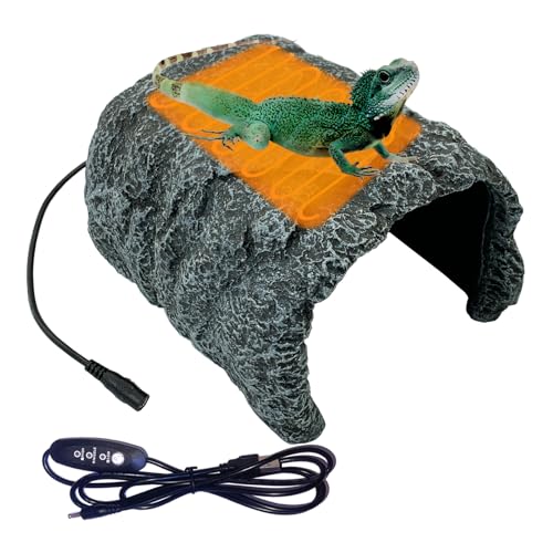 Reptile Heating Hide and Cave Heated Bearded Dragon Basking Platform Simulation Rock Gecko Hideout with Adjustable Temperature for Ball Python Turtle Tortoise Bearded Dragon Gecko - Thumbnail 5