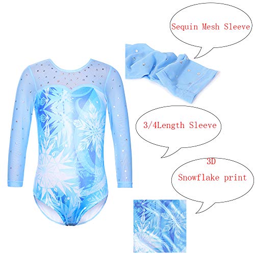 Tfjh E TFJHE0B751 Girls Gymnastic Leotards 3/4 Sleeve Mesh Practice Outfits Size 5-6 thumb #2