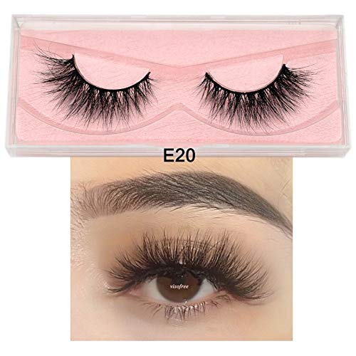 Visofree Mink Eyelashes 100% Cruelty Free Handmade 3D Mink Lashes Full Strip Lashes Soft False Eyelashes Makeup Lashes E11 (Color : Visofree E20)