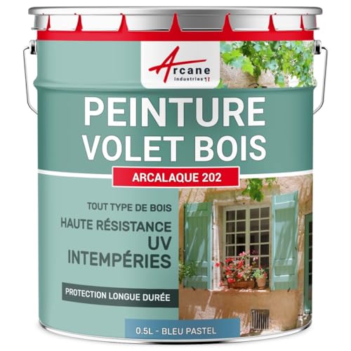 ARCANE INDUSTRIES Peinture volet en Bois, extérieur, Couleur - 0.5 L Bleu Pastel - RAL 5024