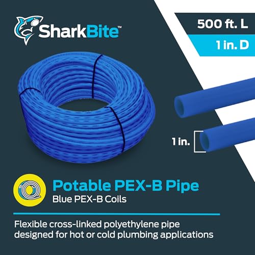 Image of SharkBite 1 Inch x 500 Feet Blue PEX-B, PEX Pipe Flexible Water Tubing for Plumbing, U880B500