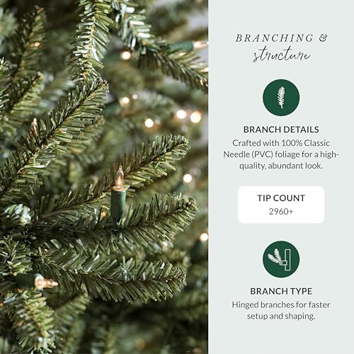 Image of Balsam Hill 7.5ft Pre-Lit Classic Blue Spruce - Artificial Christmas Tree with 2,960+ Tips, 1,000 Clear LED Lights, Easy Plug Technology & Premium Stand for Indoor Holiday Decorating