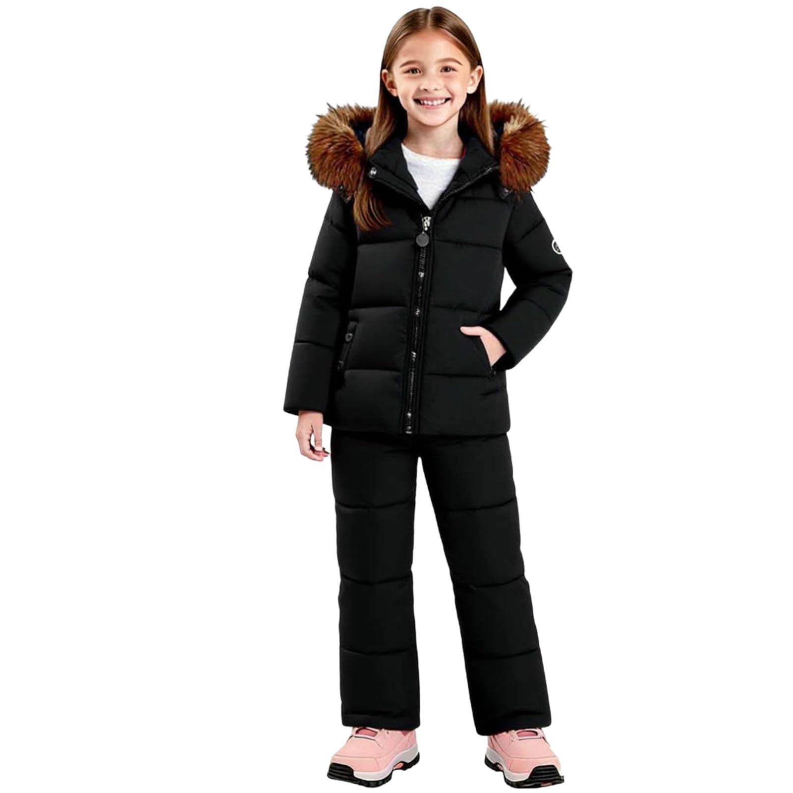Combinaison de Ski/Neige Enfant Manteau et Salopettes Pantalons Epaisse Imperméable Coup Vent pour Fille Garçon Vêtements de Neige Tenue de Ski Imperméable Combinaisons 1-6 ans Cadeau Noel