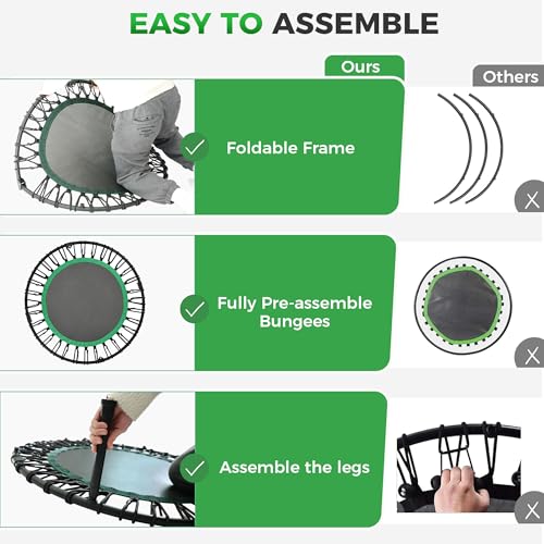 Image of 40 inch /48 inch Rebounder Trampoline for Adults with Bungee Cords, Exercise Rebounder for Adults Indoor /Outdoor Workout, Max Load 450 /550 LBS
