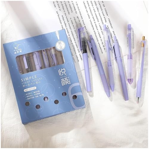 Image of 6 Pcs Aesthetic Gel Pen Set Pastel Cute Pens for Girls Korean Kawaii Stationery Fancy Colored Office Supplies Blue Ink Gift Pack