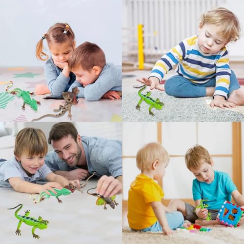 GZqiancang 4 Stück Eidechse Spielzeug, Simuliert Gummi Eidechse für Kinderspielzeug, Schullehrmittel, Tischdekoration, Fotostützen (4 Verschiedene Kuans)